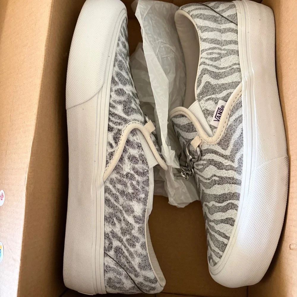 Vans Vault x Needles Classic Slip-On V Zebra Leopard Animal Print Bit Charms
